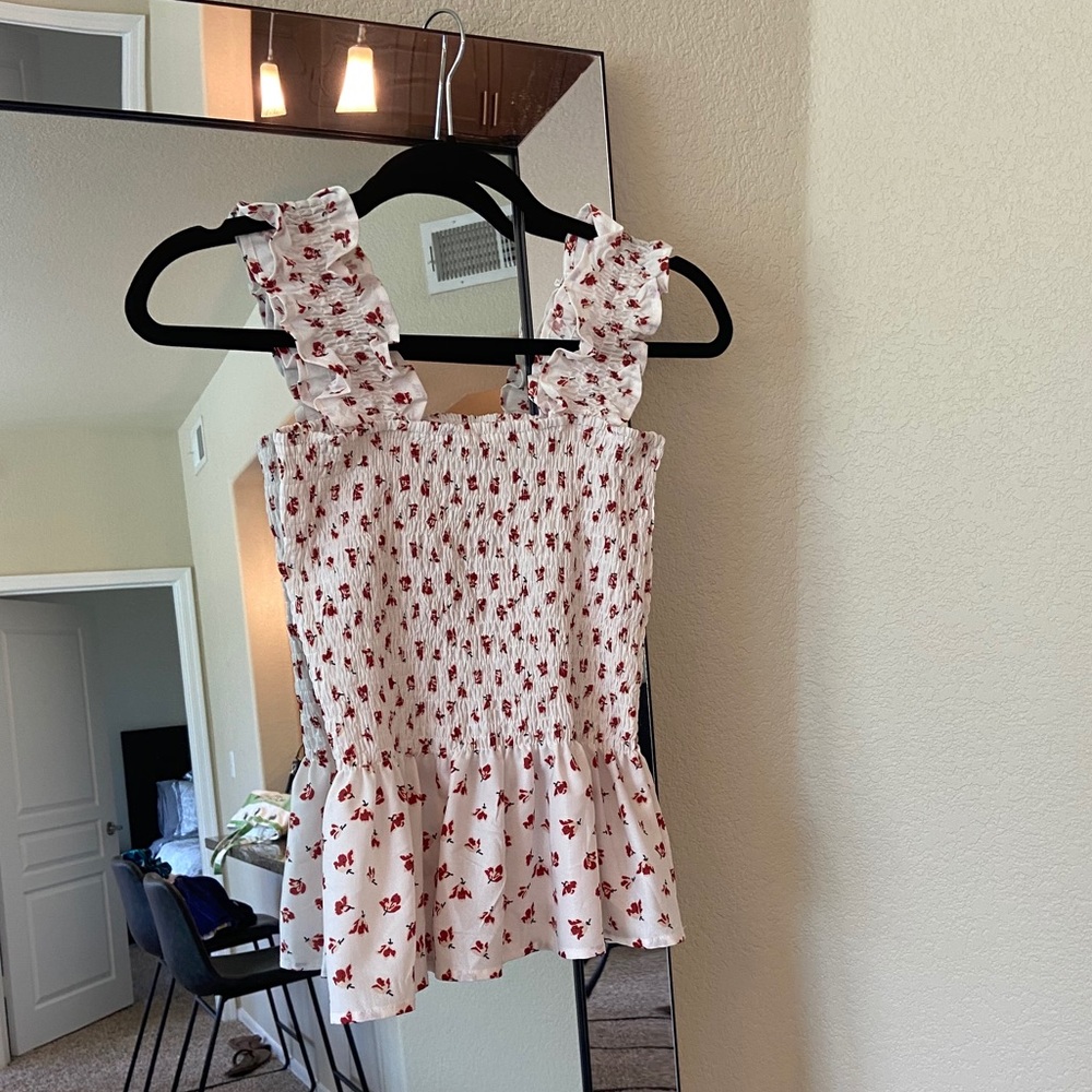 Smocked floral blouse